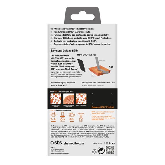 SBS D3O Case for Samsung Galaxy S25+ - Transparent - Uncategorized Cases (2) - Cases - Techbox