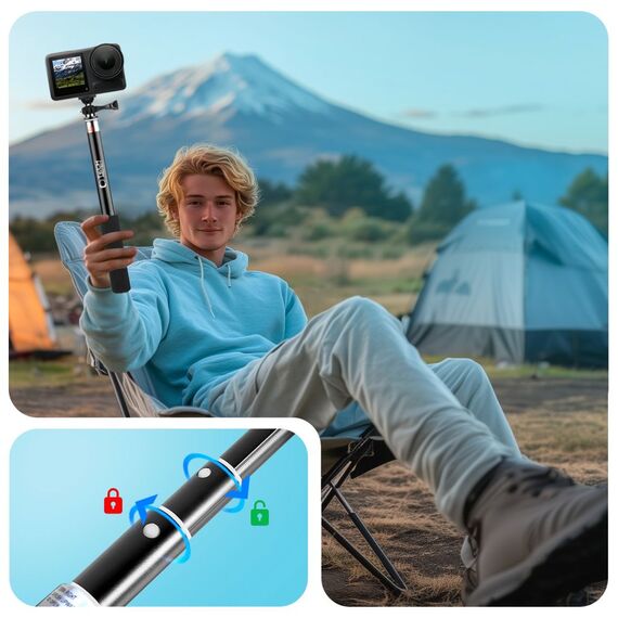 Tech-Protect GA100 Monopad &amp; Selfie Stick for GoPro / DJI - Black
