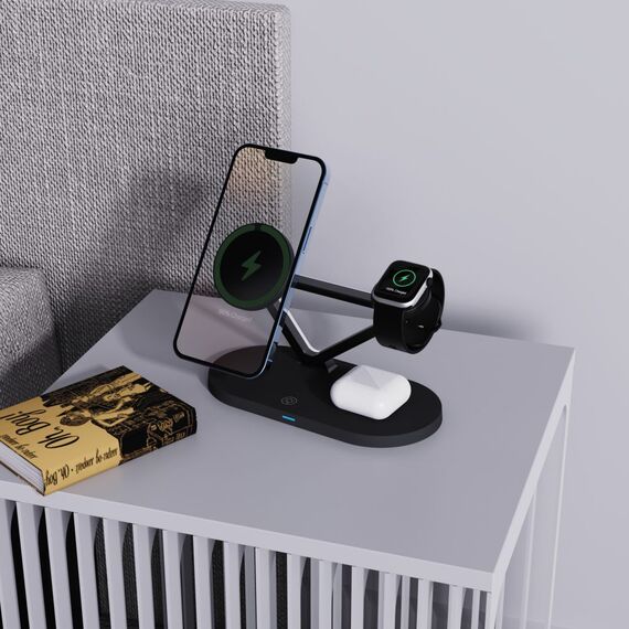 Tech-Protect QI15W-A41 3in1 Wireless Charger with MagSafe for Apple Devices - Black
