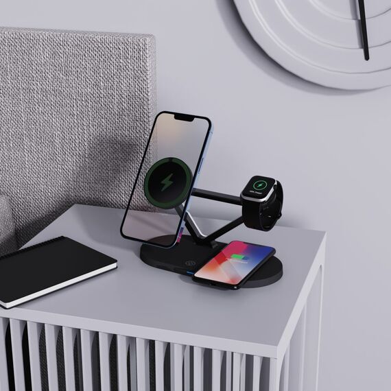Tech-Protect QI15W-A41 3in1 Wireless Charger with MagSafe for Apple Devices - Black