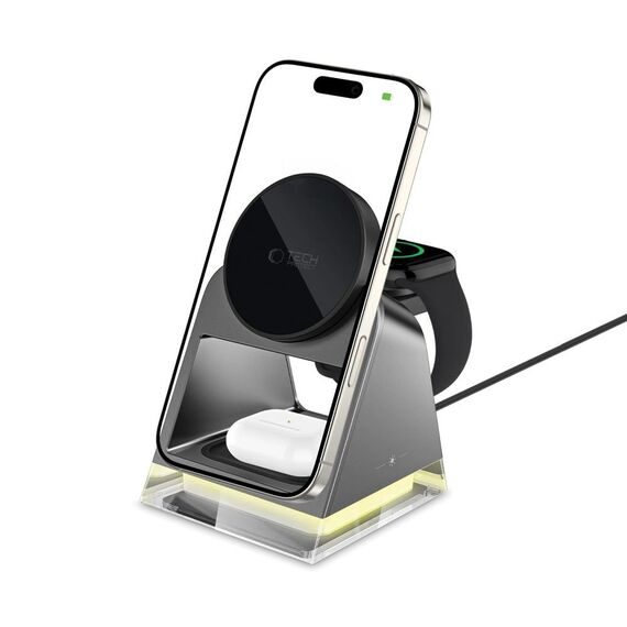 Tech-Protect QI15W-A43 3in1 Wireless Charger with MagSafe for Apple Devices - Black