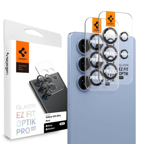 Spigen Optik Pro GLAS.TR EZ FIT 2-pack Camera Cover for Samsung Galaxy S25 Ultra - Black - Uncategorized Screen Protection (2) - Screen & Camera Protection - Techbox