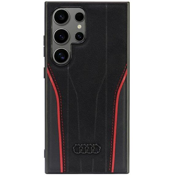 Audi Genuine Leather MagSafe S24 Ultra S928 black-red hardcase AU-TPUPCS24U-R8/D3-RD