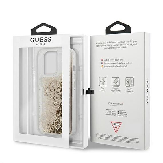 Guess 4G Big Liquid Glitter case for iPhone 13 Pro Max 6.7" - gold | Techbox