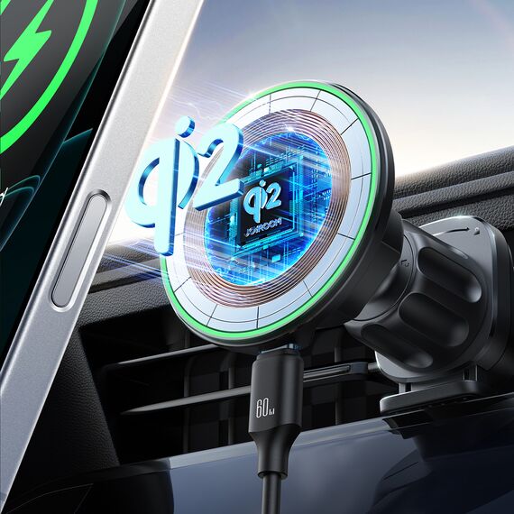 Joyroom JR-ZS412 holder with Qi2 15W charger, car, for air vent - black - Smartphone Holders - Smartphones - Techbox