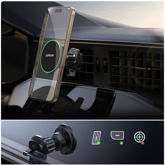 Joyroom JR-ZS412 holder with Qi2 15W charger, car, for air vent - black - Smartphone Holders - Smartphones - Techbox