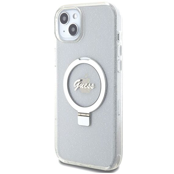 Guess GUHMP15MHRSGSD iPhone 15 Plus / 14 Plus 6.7" transparent/transparent hardcase Ring Stand Script Glitter MagSafe