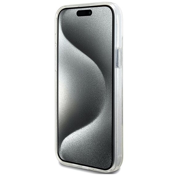 Guess GUHMP15MHRSGSD iPhone 15 Plus / 14 Plus 6.7" transparent/transparent hardcase Ring Stand Script Glitter MagSafe