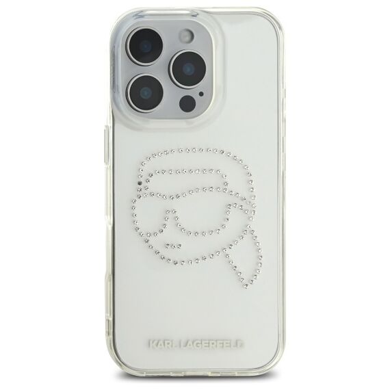 Karl Lagerfeld KLHCP16XHKHDCELT iPhone 16 Pro Max 6.9" transparent hardcase IML Rhinestones Karl Head