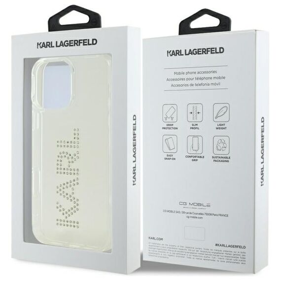Karl Lagerfeld KLHCP16XHKLSTDCT iPhone 16 Pro Max 6.9" Clear Hard Case IML Rhinestones Logo - Apple Cases - Cases - Techbox