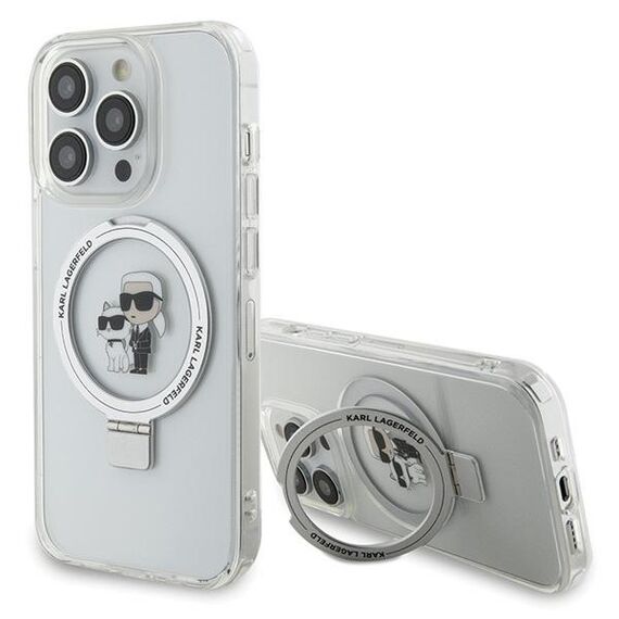 Karl Lagerfeld KLHMP15LHMRSKCH iPhone 15 Pro 6.1" white/white hardcase Ring Stand Karl&amp;Choupette MagSafe