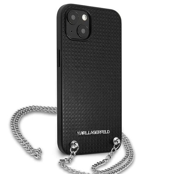Karl Lagerfeld Leather Textured and Chain Case for iPhone 13 / 14 / 15 6.1" - Black | Techbox