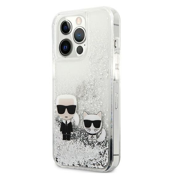 Karl Lagerfeld Liquid Glitter Karl&amp;Choupette case for iPhone 13 Pro Max 6.7" - silver - Uncategorized Cases (2) - Cases - Techbox