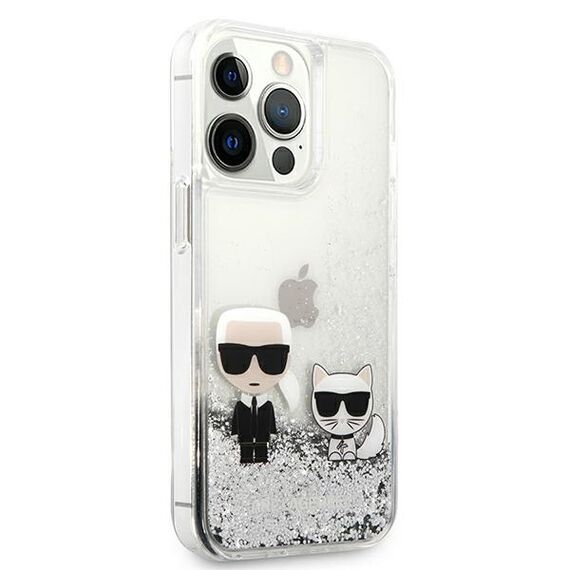 Karl Lagerfeld Liquid Glitter Karl&amp;Choupette case for iPhone 13 Pro Max 6.7" - silver - Uncategorized Cases (2) - Cases - Techbox