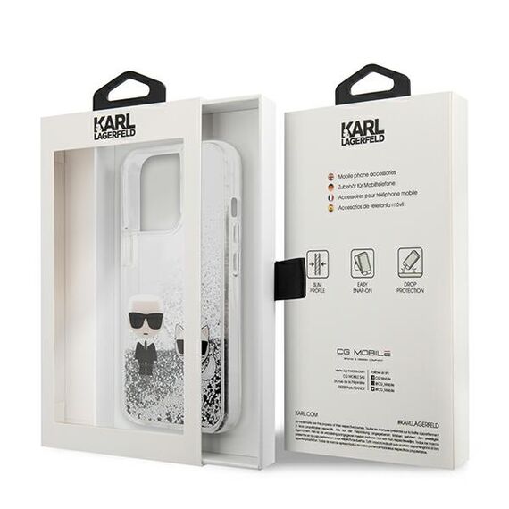 Karl Lagerfeld Liquid Glitter Karl&amp;Choupette case for iPhone 13 Pro Max 6.7" - silver - Uncategorized Cases (2) - Cases - Techbox