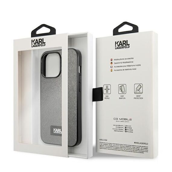 Karl Lagerfeld Saffiano Plaque case for iPhone 13 Pro / 13 6.1" - silver - Uncategorized Cases (2) - Cases - Techbox