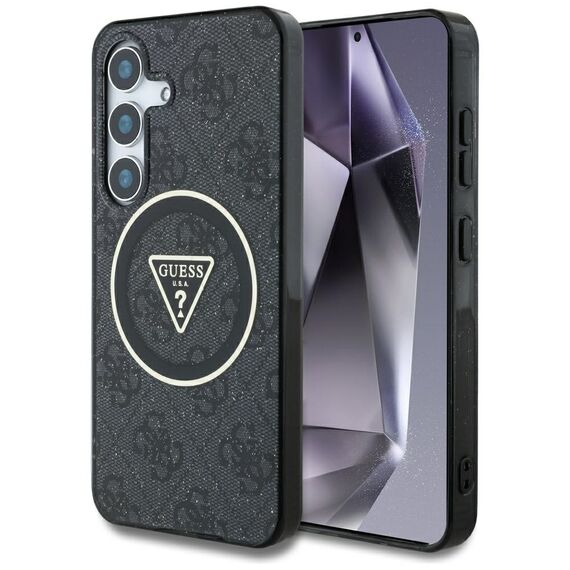 Guess 4G Glitter Triangle Buttons MagSafe case for Samsung Galaxy S25 black | Techbox