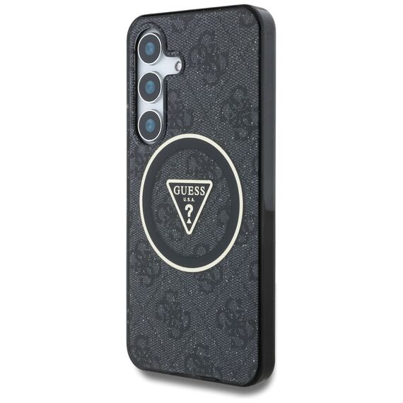 Guess 4G Glitter Triangle Buttons MagSafe case for Samsung Galaxy S25 black | Techbox