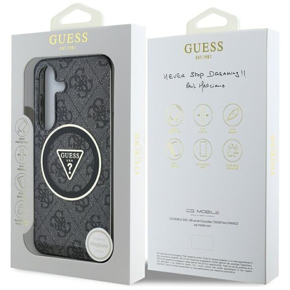 Guess 4G Glitter Triangle Buttons MagSafe case for Samsung Galaxy S25 black | Techbox