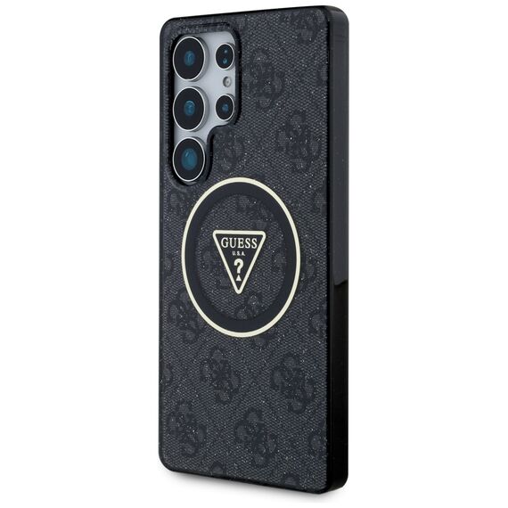 Guess 4G Glitter Triangle Buttons MagSafe Case for Samsung Galaxy S25 Ultra Black | Techbox