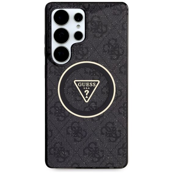 Guess 4G Glitter Triangle Buttons MagSafe Case for Samsung Galaxy S25 Ultra Black | Techbox