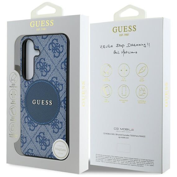Guess 4G Round Patch Classic Logo MagSafe case for Samsung Galaxy S25 Plus blue | Techbox