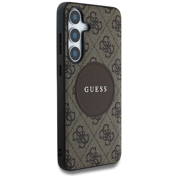 Guess 4G Round Patch Classic Logo MagSafe Case for Samsung Galaxy S25 Plus Brown | Techbox