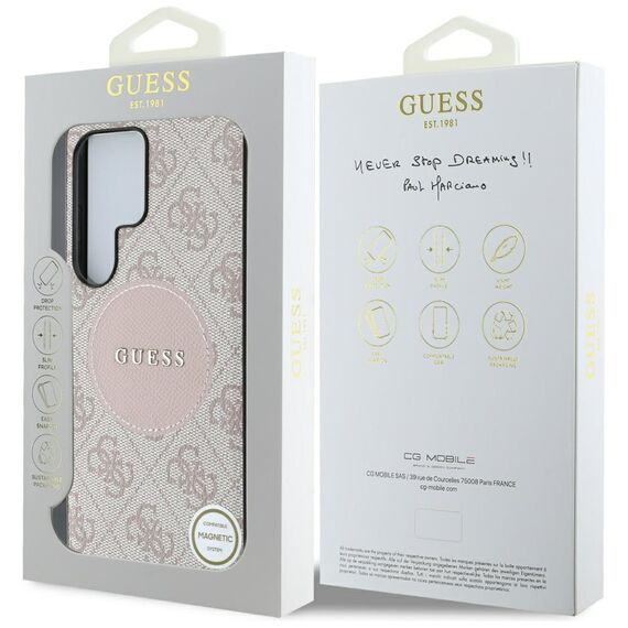 Guess 4G Round Patch Classic Logo MagSafe Case for Samsung Galaxy S25 Ultra Pink | Techbox