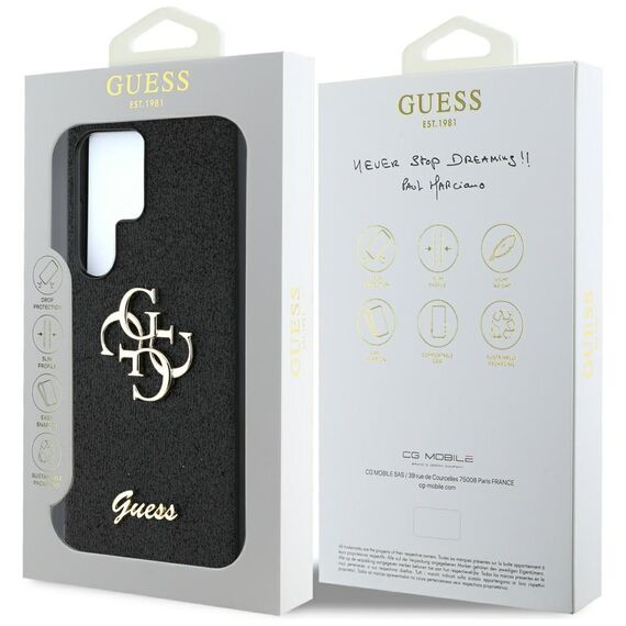 Guess Fixed Glitter Big 4G Metal Logo case for Samsung Galaxy S25 Ultra black | Techbox