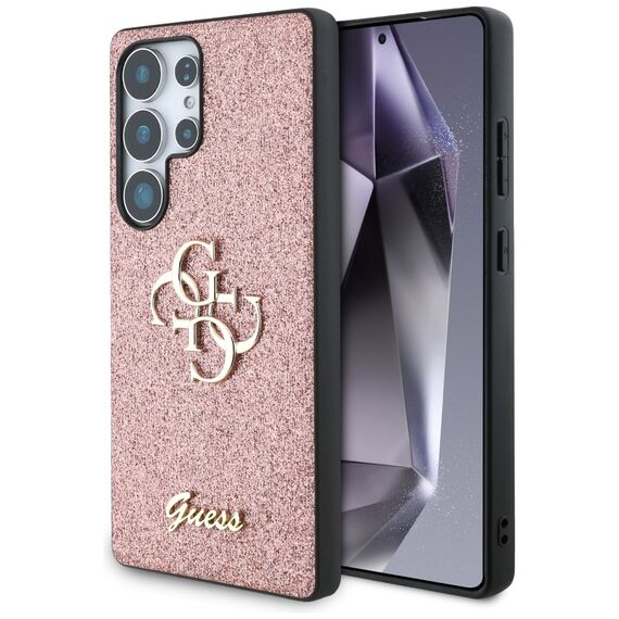 Guess Fixed Glitter Big 4G Metal Logo Case for Samsung Galaxy S25 Ultra Pink - Samsung Cases - Cases - Techbox