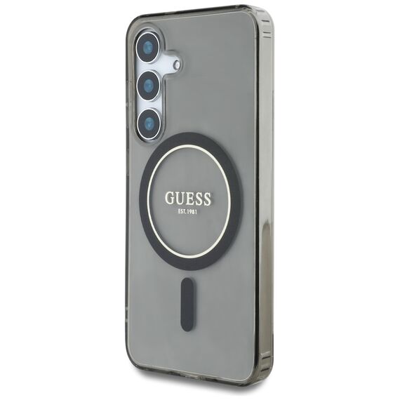 Guess Glitter Circle Classic Logo MagSafe case for Samsung Galaxy S25 black | Techbox