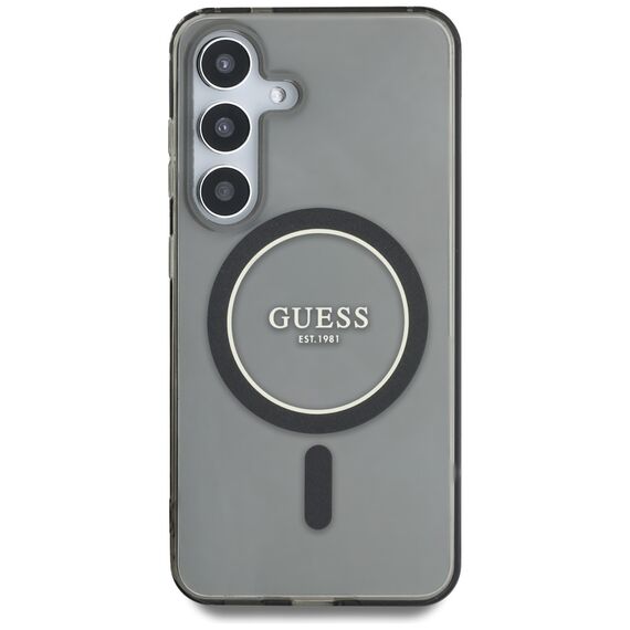 Guess Glitter Circle Classic Logo MagSafe case for Samsung Galaxy S25 black | Techbox