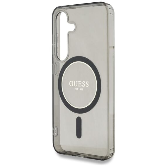 Guess Glitter Circle Classic Logo MagSafe case for Samsung Galaxy S25 black | Techbox