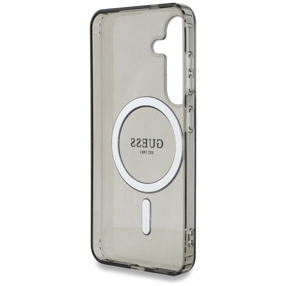 Guess Glitter Circle Classic Logo MagSafe case for Samsung Galaxy S25 black | Techbox