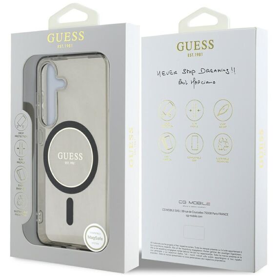 Guess Glitter Circle Classic Logo MagSafe case for Samsung Galaxy S25 black | Techbox