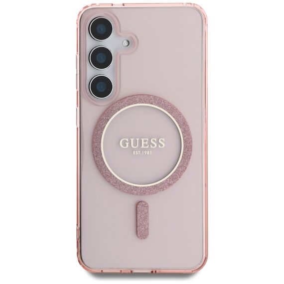 Guess Glitter Circle Classic Logo MagSafe Case for Samsung Galaxy S25 Pink | Techbox