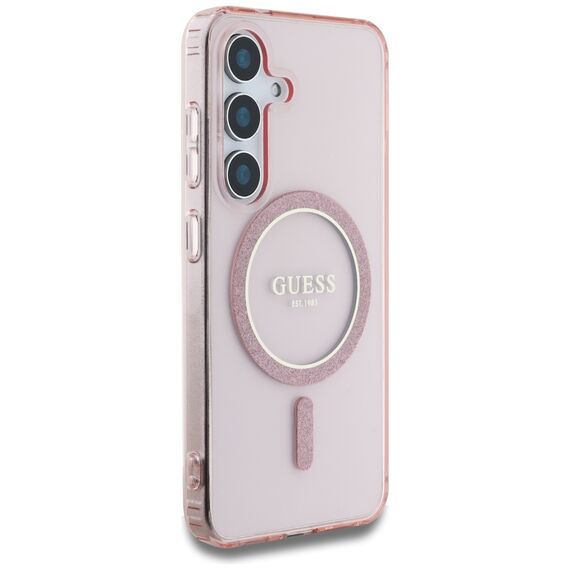 Guess Glitter Circle Classic Logo MagSafe Case for Samsung Galaxy S25 Pink | Techbox