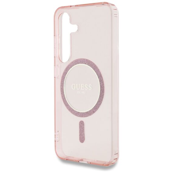 Guess Glitter Circle Classic Logo MagSafe Case for Samsung Galaxy S25 Pink | Techbox