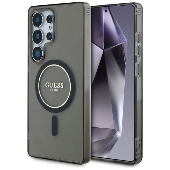 Guess Glitter Circle Classic Logo MagSafe case for Samsung Galaxy S25 Ultra black - Samsung Cases - Cases - Techbox