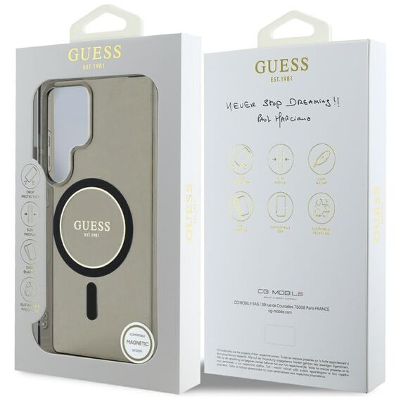 Guess Glitter Circle Classic Logo MagSafe case for Samsung Galaxy S25 Ultra black - Samsung Cases - Cases - Techbox