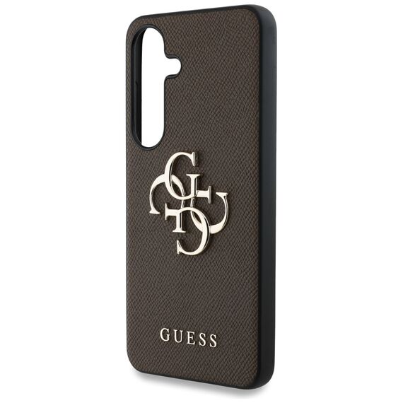 Guess Grained Big 4G Logo Small Classic Logo case for Samsung Galaxy S25 brown - Samsung Cases - Cases - Techbox