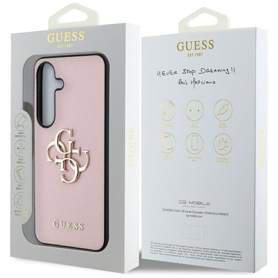 Guess Grained Big 4G Logo Small Classic Logo case for Samsung Galaxy S25 pink | Techbox