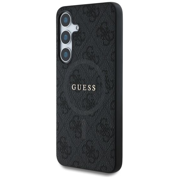 Guess Leather 4G Colored Ring Classic Logo MagSafe Samsung Galaxy S25 case black | Techbox