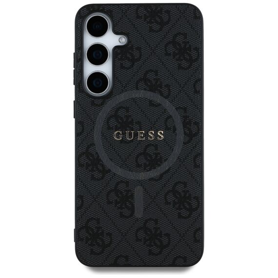 Guess Leather 4G Colored Ring Classic Logo MagSafe Samsung Galaxy S25 case black | Techbox