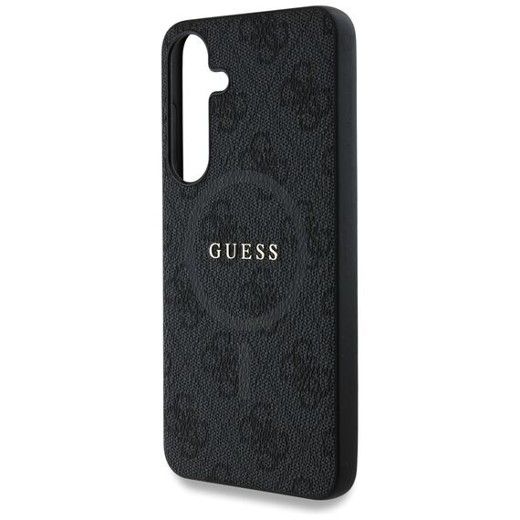 Guess Leather 4G Colored Ring Classic Logo MagSafe Samsung Galaxy S25 case black | Techbox