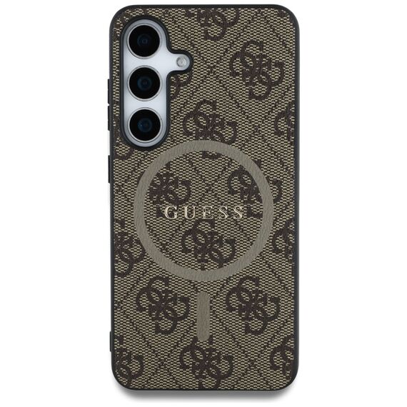Guess Leather 4G Colored Ring Classic Logo MagSafe Samsung Galaxy S25 case brown | Techbox