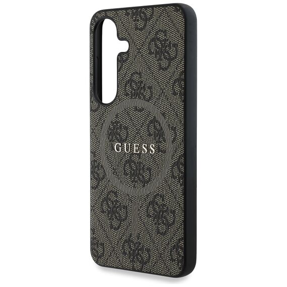 Guess Leather 4G Colored Ring Classic Logo MagSafe Samsung Galaxy S25 case brown | Techbox