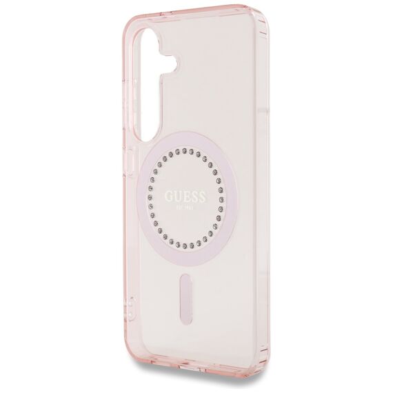 Guess Rhinestones Printed Classic Logo MagSafe Samsung Galaxy S25 Case Pink | Techbox