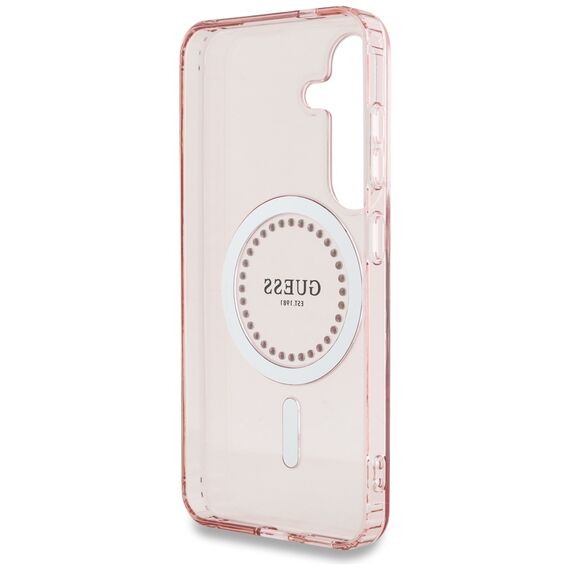Guess Rhinestones Printed Classic Logo MagSafe Samsung Galaxy S25 Case Pink | Techbox