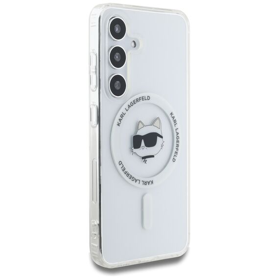 Case Karl Lagerfeld Button Choupette Head Printed Logo MagSafe Samsung Galaxy S25 Plus white - Samsung Cases - Cases - Techbox